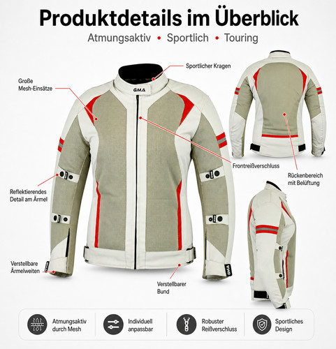 Neu damen motorradjacke - motorradjacke, weiß