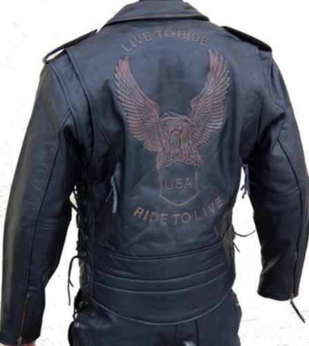 Retro lederjacke chopper biker - lederjacke,